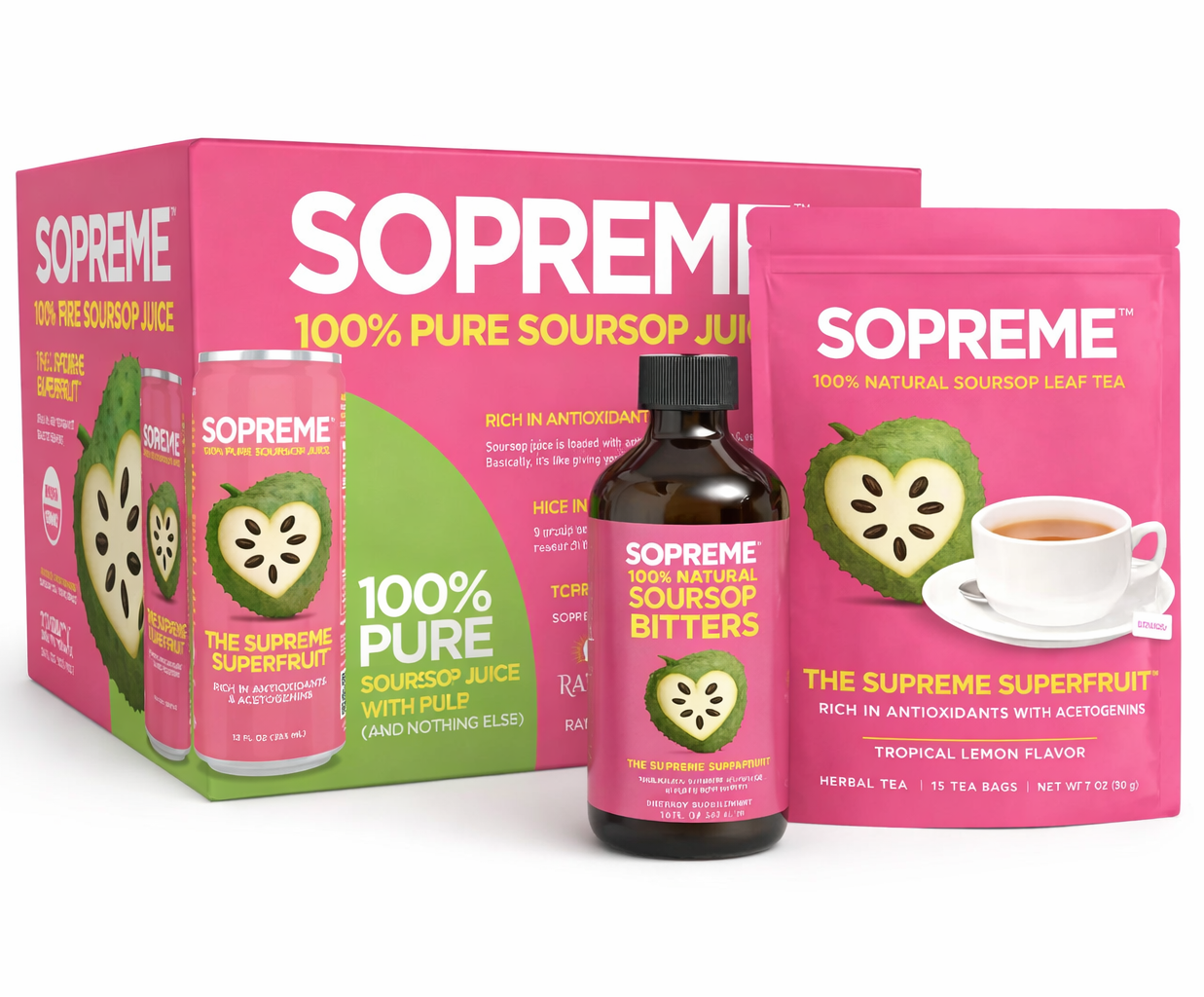 SOPREME™ Complete Soursop Bundle – Juice, Tea & Bitters