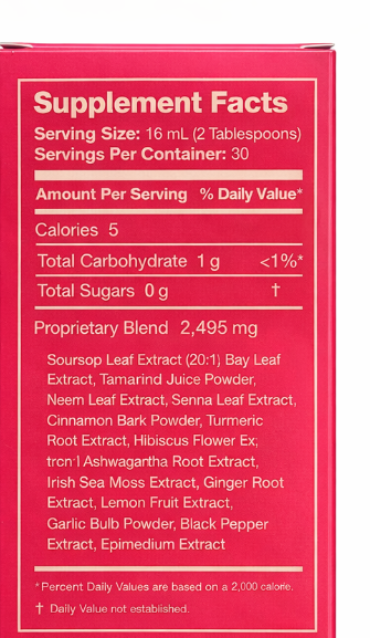 SOPREME soursop bitters supplement facts botanical blend