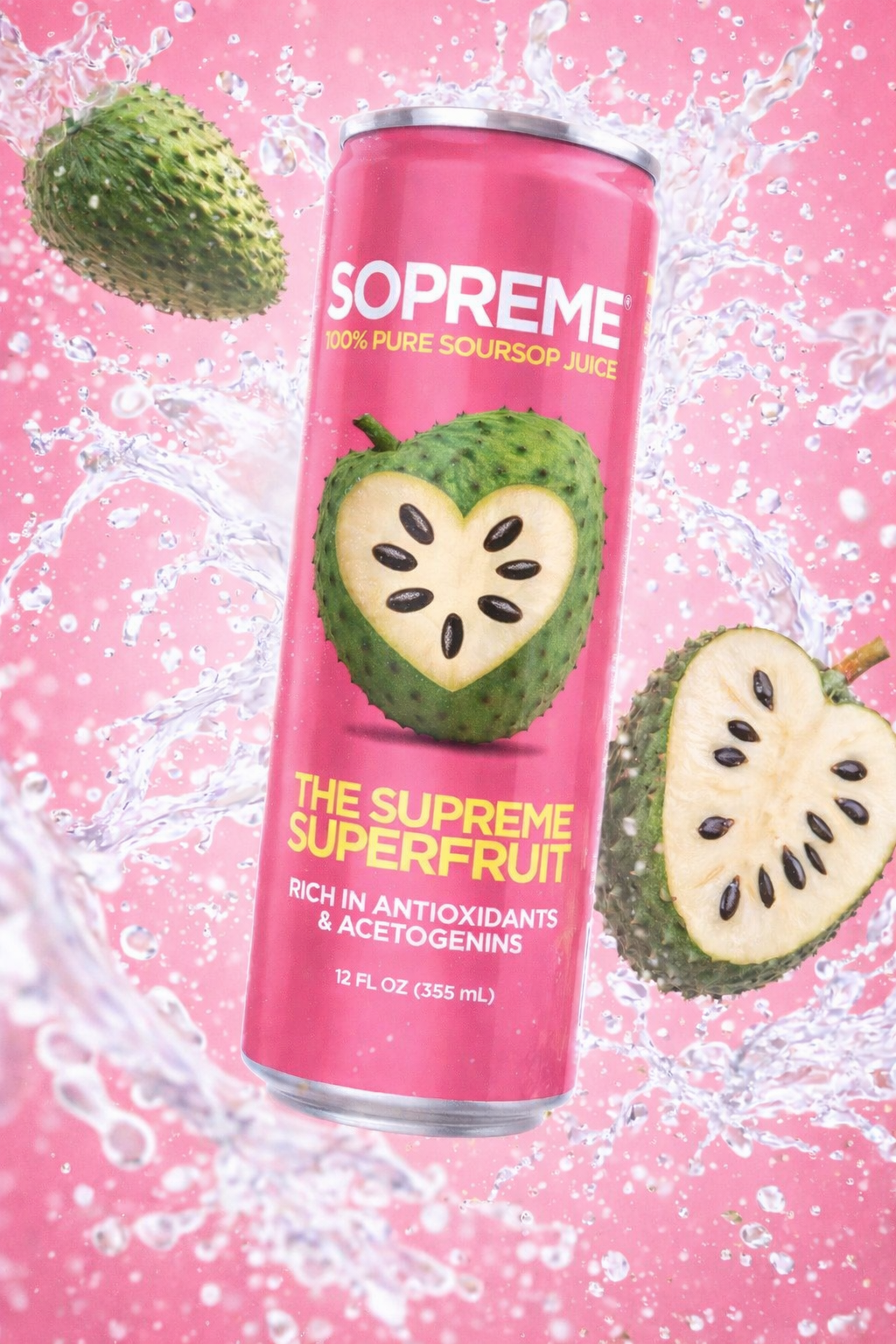 soursop juice splashing with fruit
