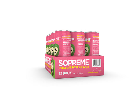 SOPREME™ 100% Pure Soursop Juice – 12 Pack Tray (12oz Cans)